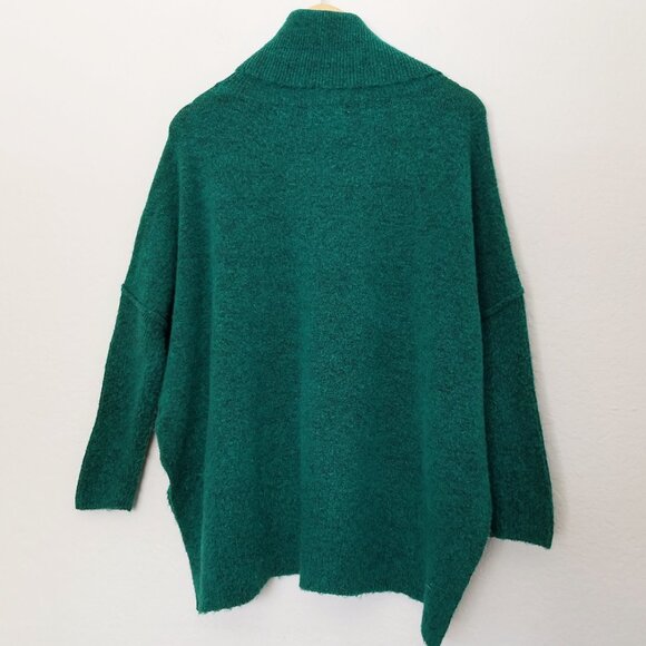 Anthropologie Larissa Turtleneck Tunic Sweater S Pullover Green Side Slit Chunky - Picture 5 of 16